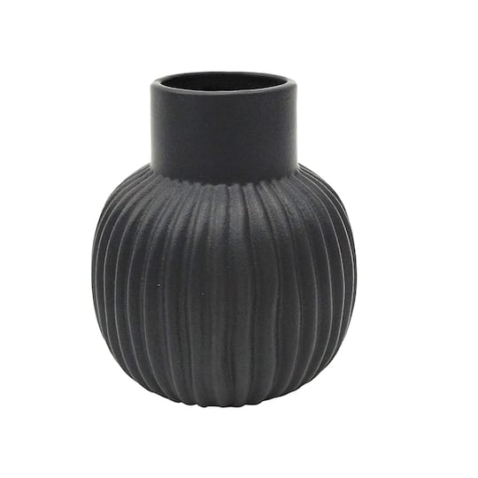4.5" Black Ribbed Vase by Ashland®